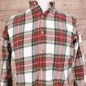 Red Head Flannel Shirt Mens Medium Plaid Button Down Long Sleeve Outdoors Cotton